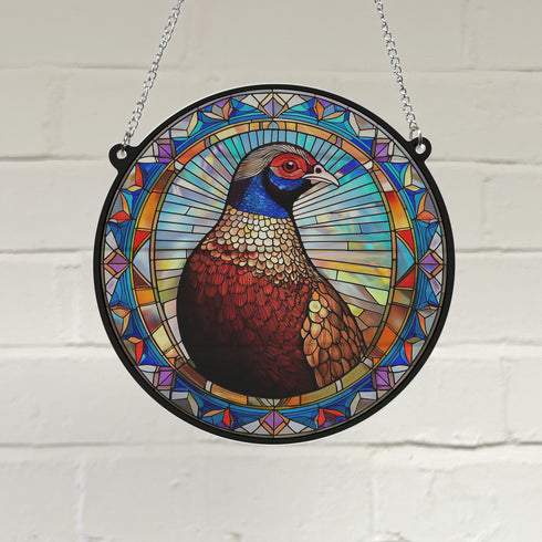 Norman The Pheasant Stained Glass Effect Suncatcher